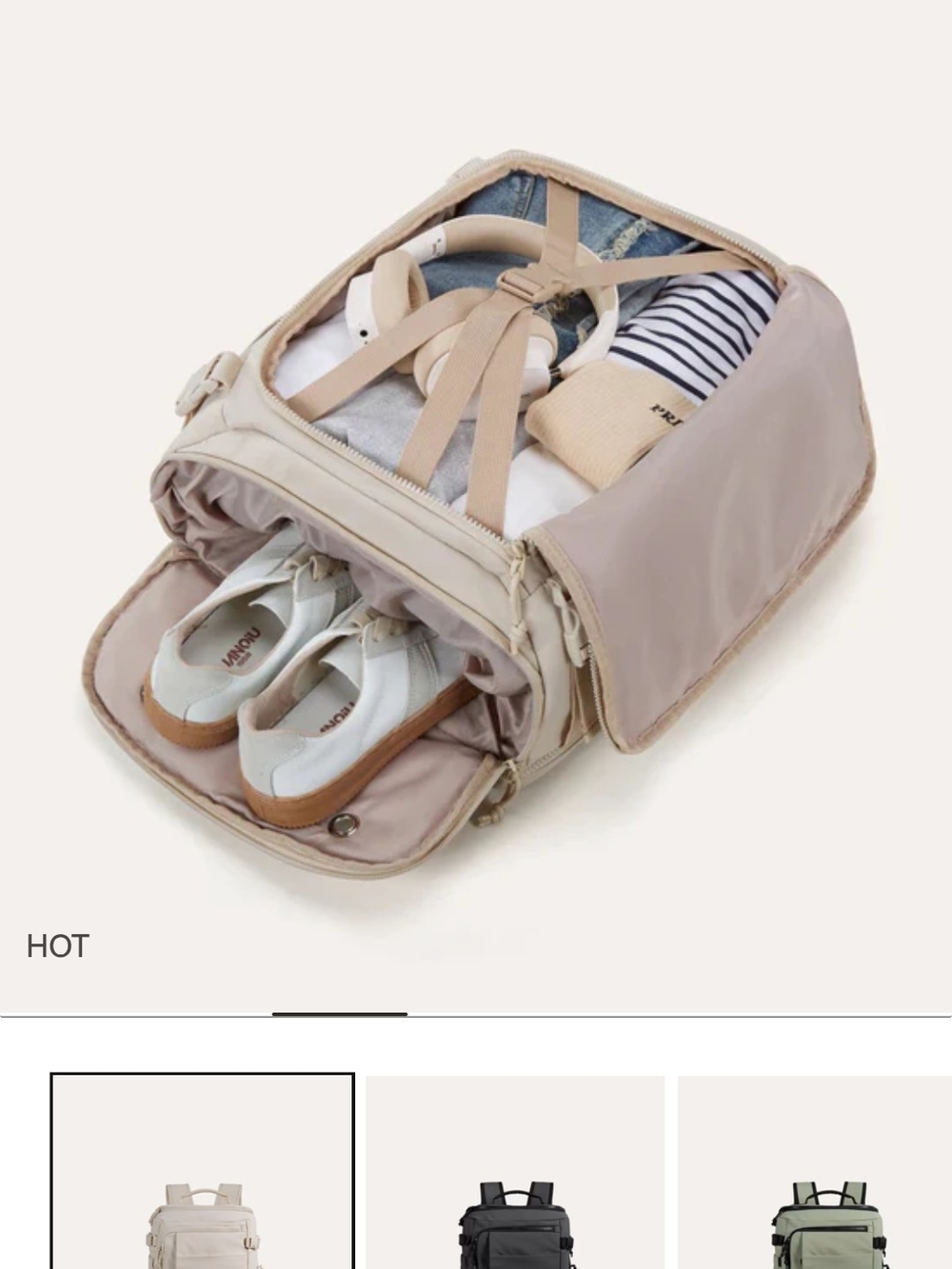 Bag Smart Men's And Women Convertible Travel Backpack in Light Beige - Picture 12 of 13
